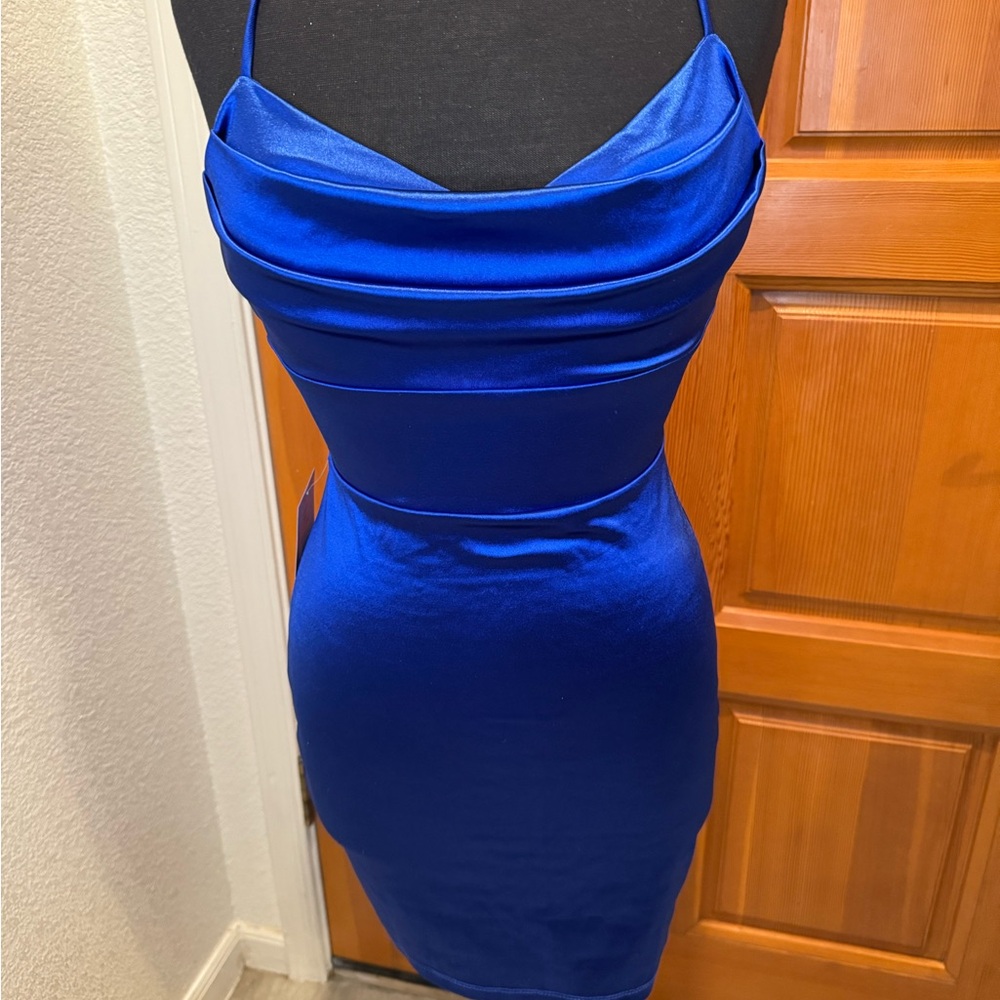 Elegant Blue Satin Dress